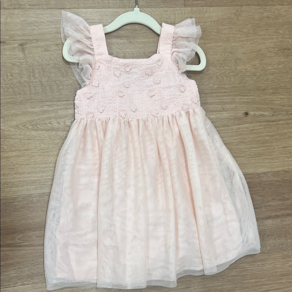 Cat & Jack Pale Pink Tulle Dress with Ruffle Straps